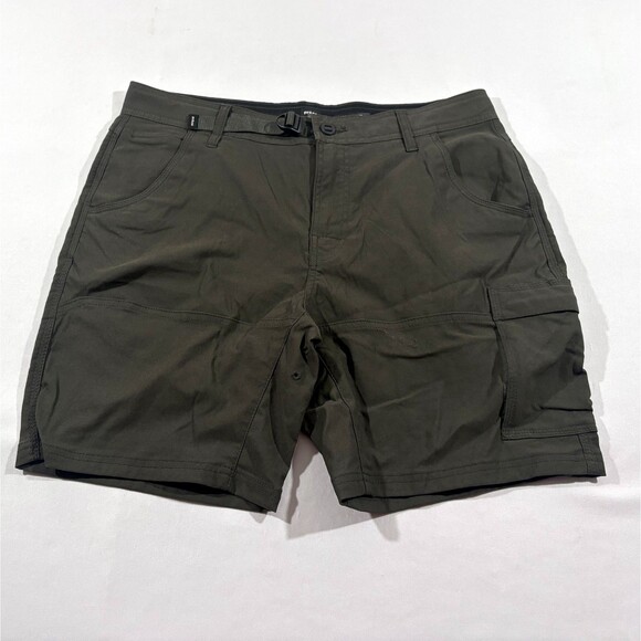 Men's Prana Standard Fit 8" Zion Shorts II Gray Nylon Stretch Hiking Pocket 34 - Picture 1 of 14